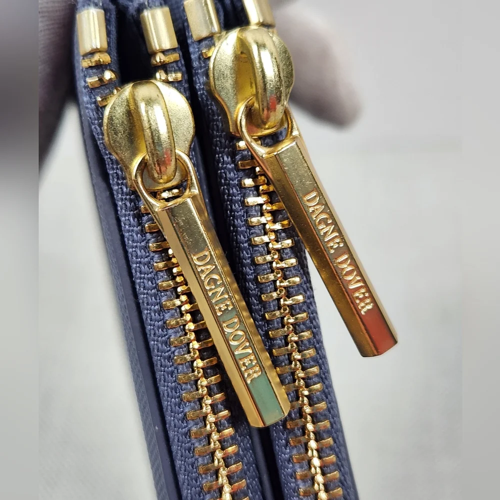 Dagne Dover Essentials Coated Canvas Blue Clutch Wallet Wristlet
